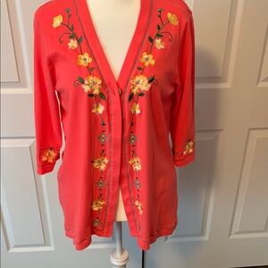 Floral Embroidered Knit Cardigan NWOT